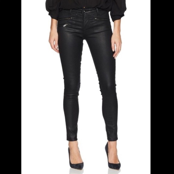 AG Adriano Goldschmied Black Coated LTT- SBA Legging Ankle Moto Skinny Jean EUC - Picture 1 of 11